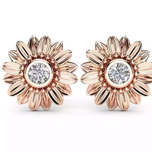 18K rose gold plated sunflower earrings